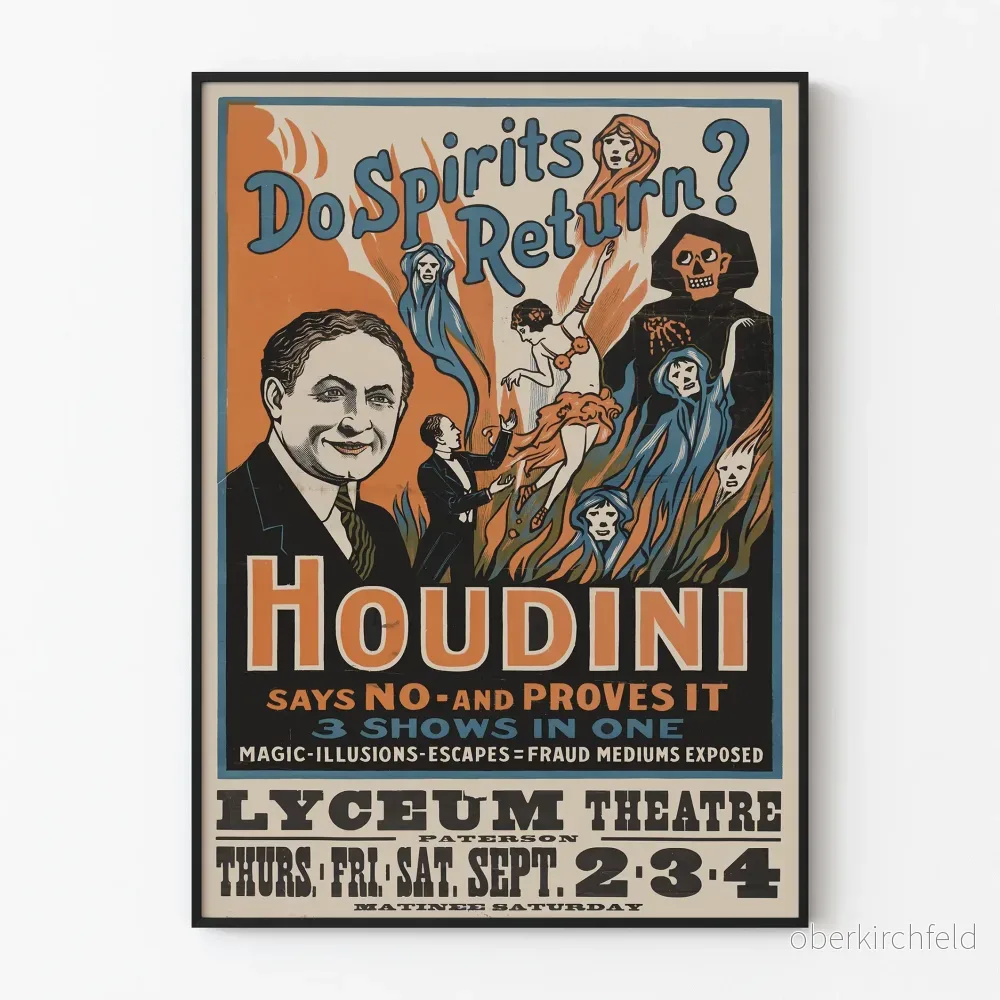 Vintageposter Houdini Do Spirits Return – Originell väggdekoration Vintageposter Houdini Do Spirits Return – Originell väggdekoration