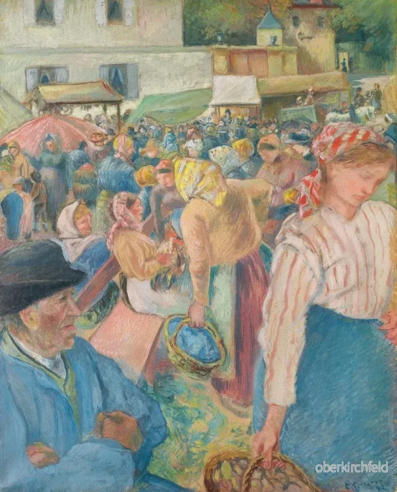 Målning av fågelmarknaden i Pontoise - Camille Pissarro | Konsttryck - Bild 2
