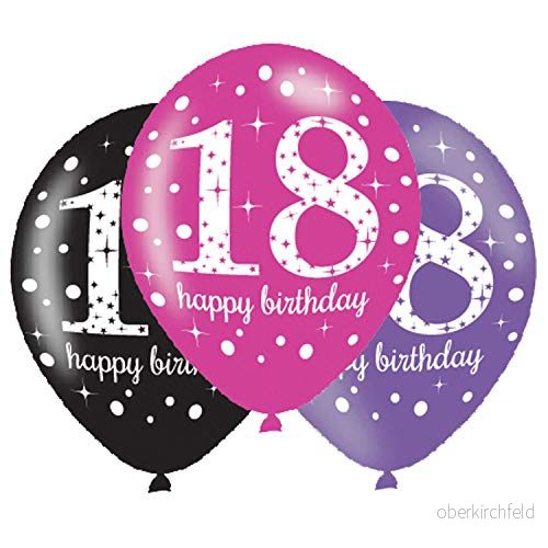 Amscan 9900874 latexballonger 18 Happy Birthday, 6 stycken, ballonger, födelsedag, dekoration 636997226187