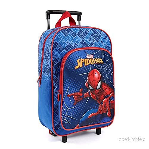 Perletti Kabinväska Ryggsäck för Barn Marvel Spiderman Backpack med Stora Fack Blå och Röd Dagväska Småbarn Förskola Resväska Junior Väska Serietryck Spider Man 36x25x12 cm 8015831132440