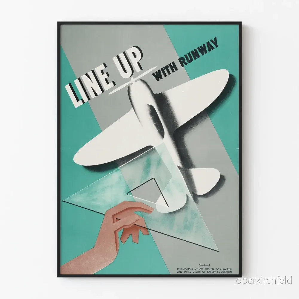 Vintage flygplansposter "Line Up With Runway"