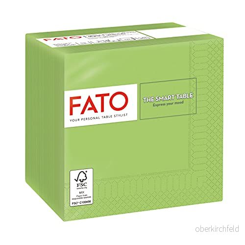 Fato Enstaka pappersservetter, Förpackning med 100 servetter, Format 24 x vikta i 4, 2 slöjor, Äpple grön, papper 100% ren cellos, FSC Certifierad, Äpplegrön, cm, 82233003 8000664523220