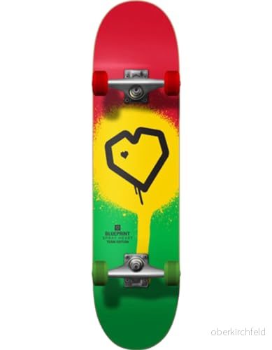 Blueprint Spray Heart V2 komplett skateboard (8 tum rasta 2) 5060626668324