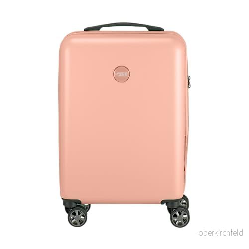 Princess Traveller PT01 Deluxe tillverkad av återvunna material 7 färger och 3 storlekar 4 dubbla svänghjul försänkt TSA lås, Pionrosa, Händgepack, Trolley med hårda hjul 8718448071378