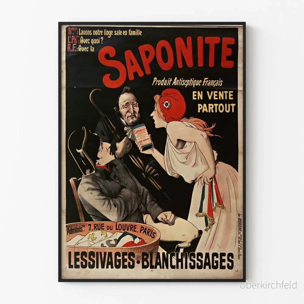 Vintageposter Saponite fransk antiseptisk produkt Vintageposter Saponite fransk antiseptisk produkt