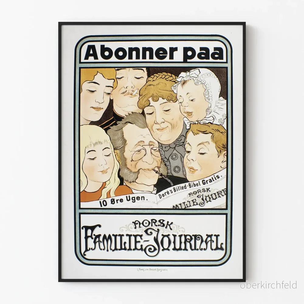 Vintageposter Prenumeration Norsk Familie Journal