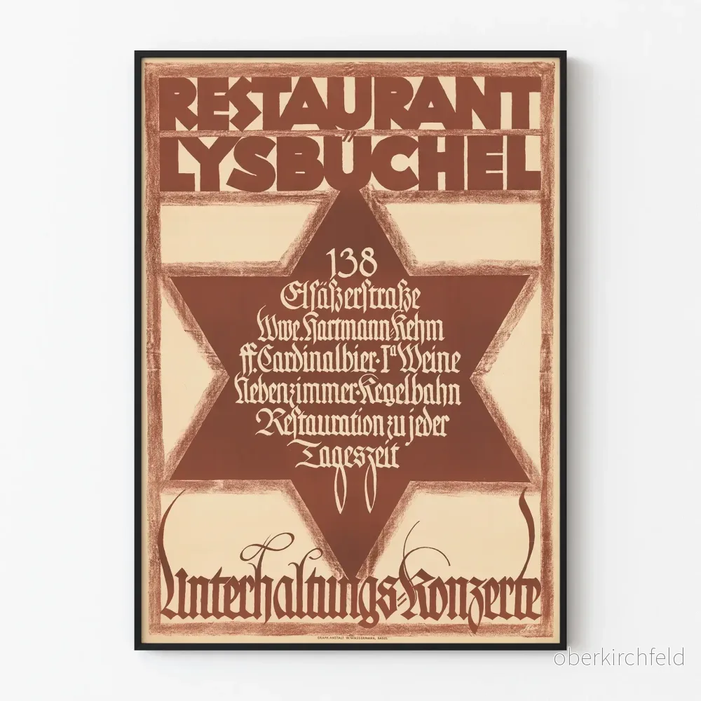 Vintageposter för restaurang Lysbüchel väggdekoration