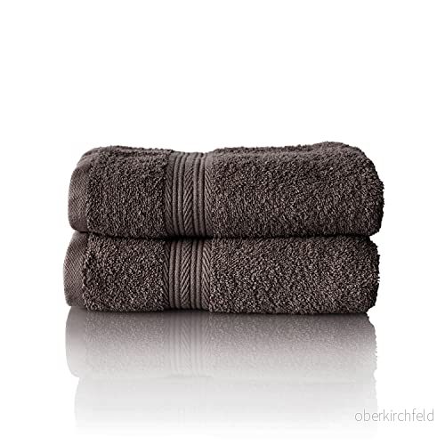 ALCLEAR Komfort frottéhandduk set absorberande av 100% ekologisk bomull, frottéserie i 6 färger och 5 storlekar, färg: antracit, 2 x handdukar 50 100 cm 4260187186126