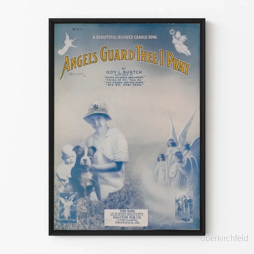 Vintageposter Angels Guard Thee I Pray – Poetisk och nostalgisk väggdekoration