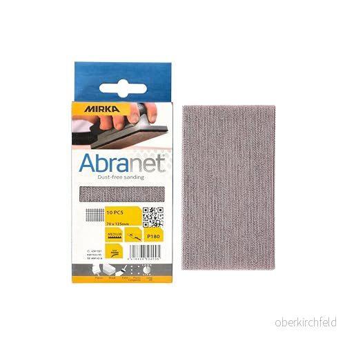 Mirka Abranet slipband med nät 70x125 mm kardborreband/korn P180 / 10 st/för slipning av trä, spackel, lack, plast AE149F1018 6416868504095
