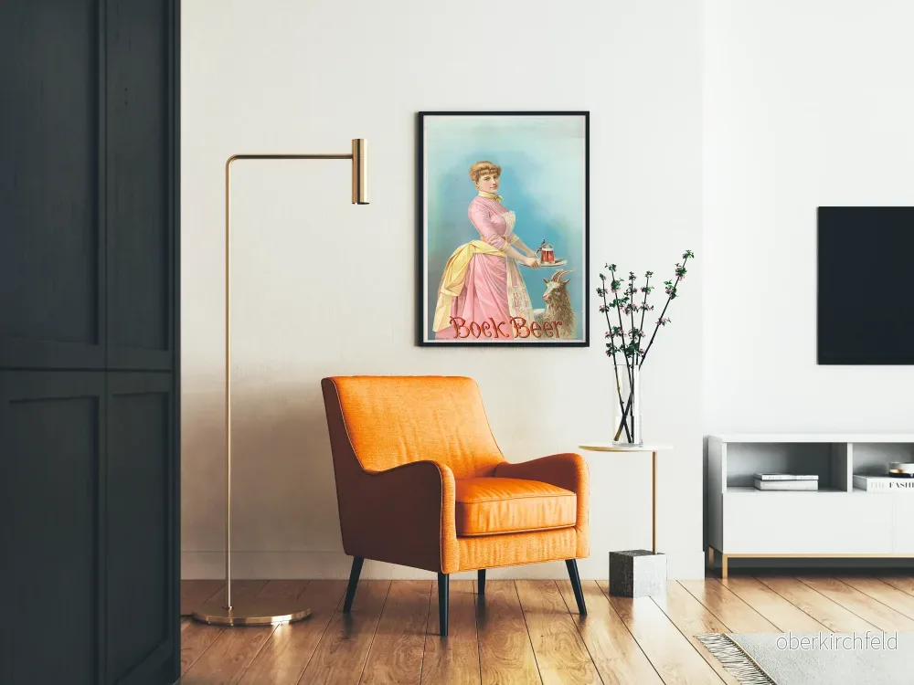 Vintageposter för Bock Beer med kvinna och get - Retro väggdekoration - Bild 2
