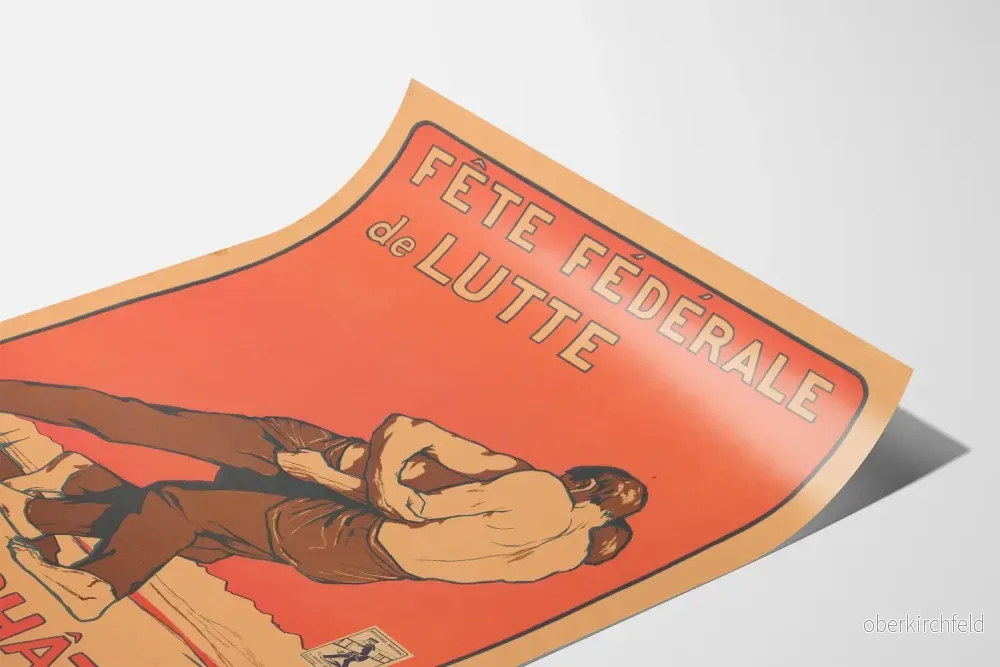 Vintageposter för Federala Brottningsfesten i Neuchâtel 1908 - Bild 3