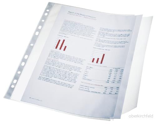 Esselte 17939 set med 10 perforerade sidofickor i kornig polypropylen A4 90 µ genomskinlig 5902812179392