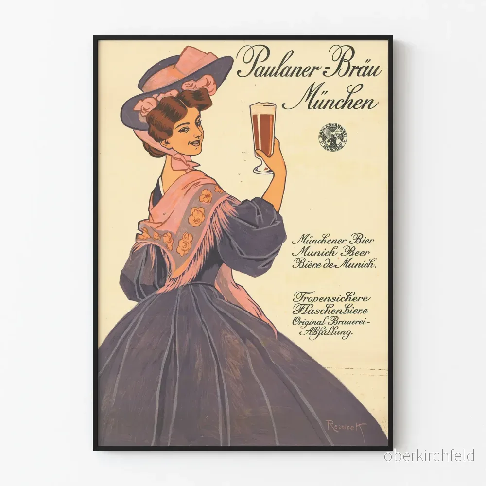 Vintageposter Paulaner Bräu München – Väggdekoration Bayersk öl