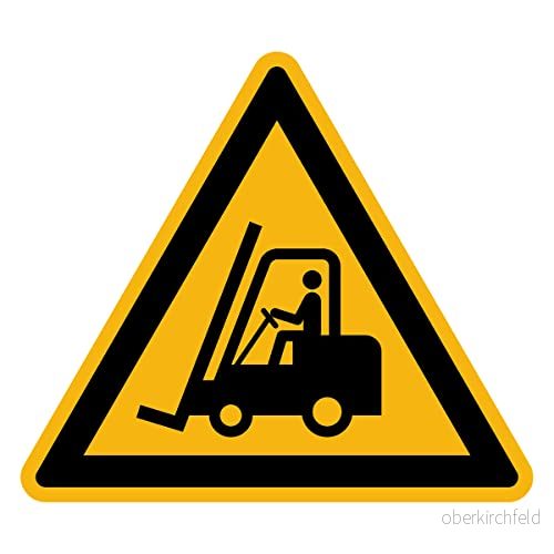 Danger Warning NF ISO7010 klistermärke laminerad triangulär signaltejp vatten och UV resistent gaffeltruckar 5 x cm 5415231816255