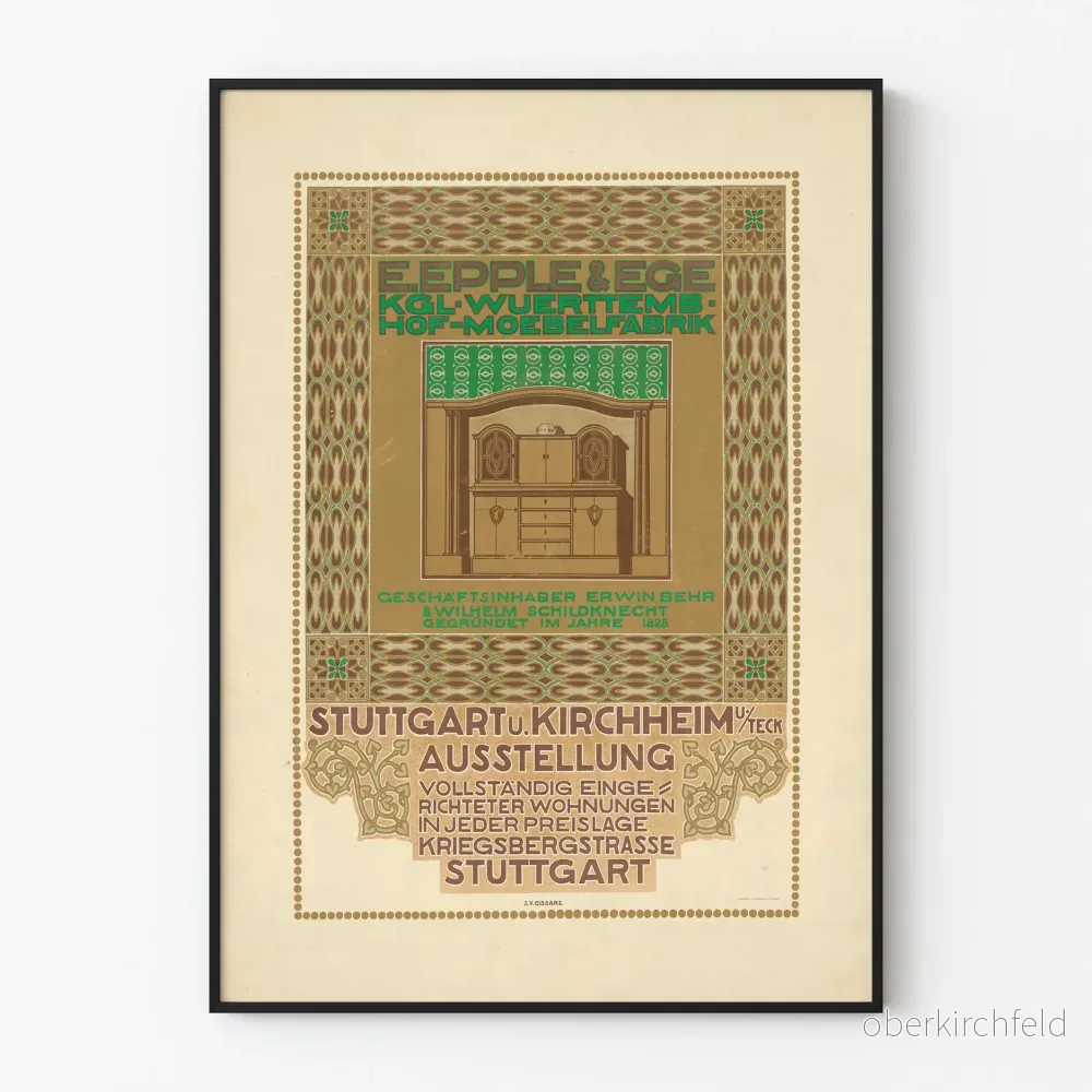Vintageposter E. Epple & Ege Mobilier kungligt från Württemberg