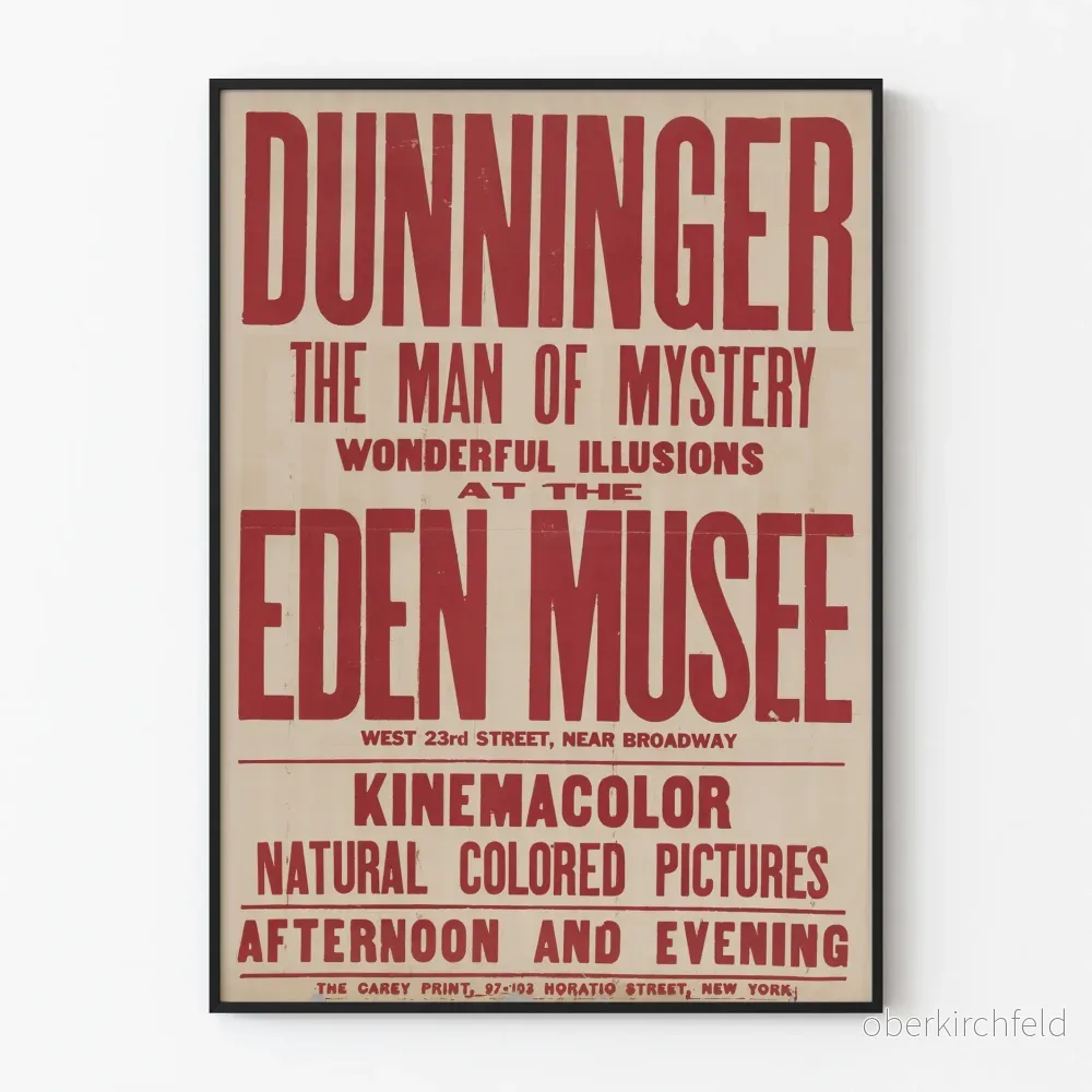 Vintageposter Dunninger Mysterie vid Eden Museum