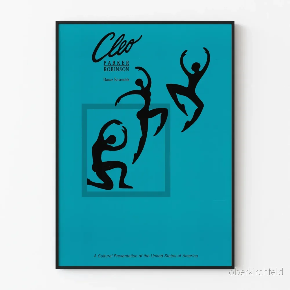 Poster av dansensembleet Cleo Parker Robinson i svarta silhuetter