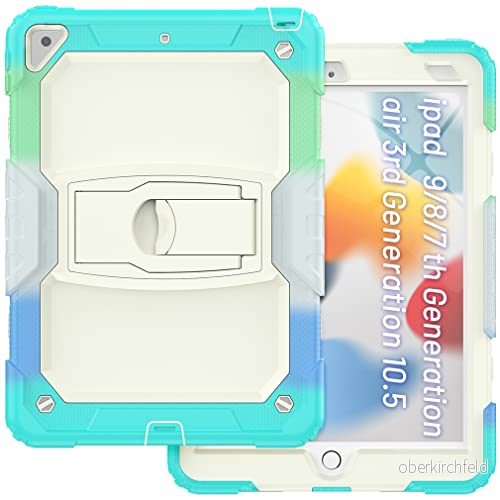 Fodral för iPad Air 3 2019/iPad Pro 10.5 2017 med hållstativ, robust stötsäkert skyddsfodral lagers strukturdesign, kamouflageblå 7657136166112