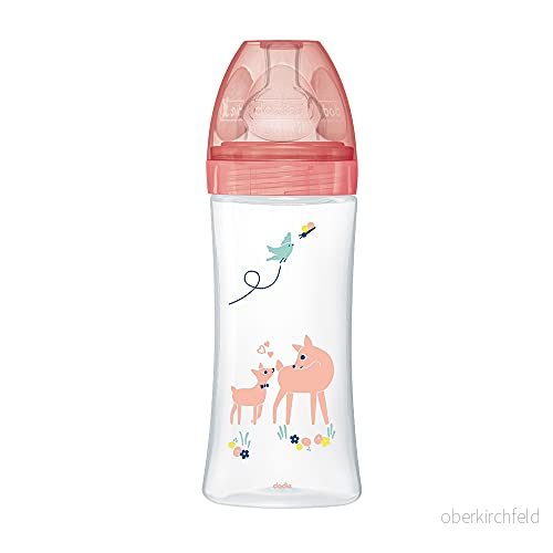Dodie Sensation+ anti kolisk nappflaska, platt napp, flöde 3, 6 månader, trädgårdsrosa, 330 ml, 1 enhet 3700763536613 3700763536613