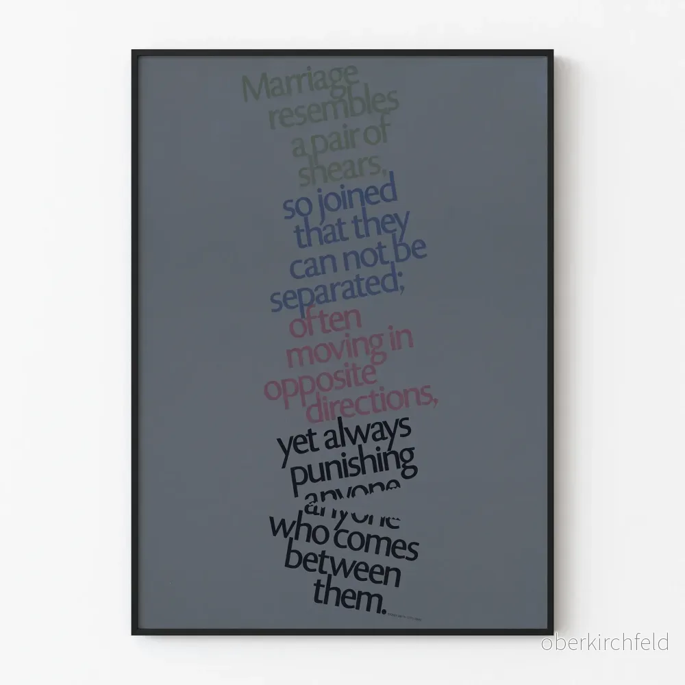 Poster med citat om äktenskap och saxar, modernt design