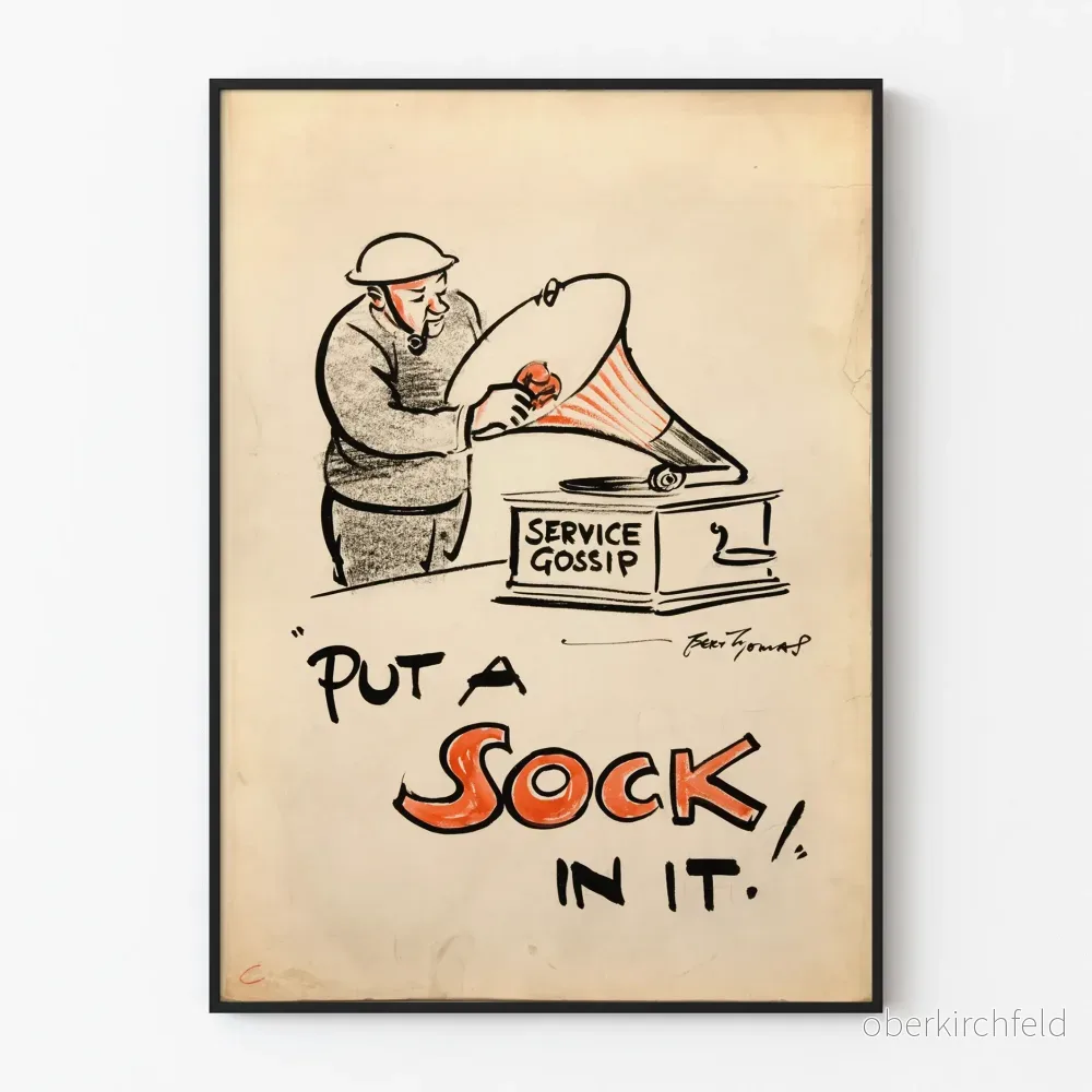 Vintage humoristisk poster Put a Sock in It väggdekoration retro