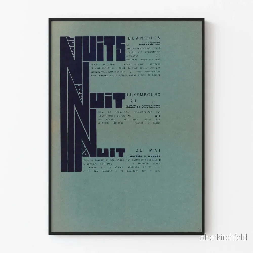 Typografisk poster av Dostojevskijs Nätter utan sömn