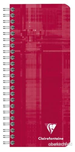 Clairefontaine 8672C förpackning med 5 anteckningsböcker spiralbindning, 8,5 x 20 cm, rutig, 90 g, ark, blandade färger, 1 pack 3663619044659