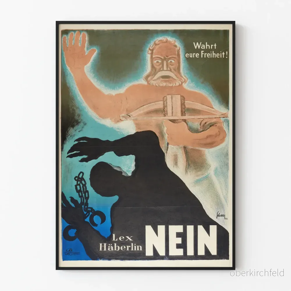 Vintage Tysk Politisk Poster Wärda er frihet Lex Häberlin Nej