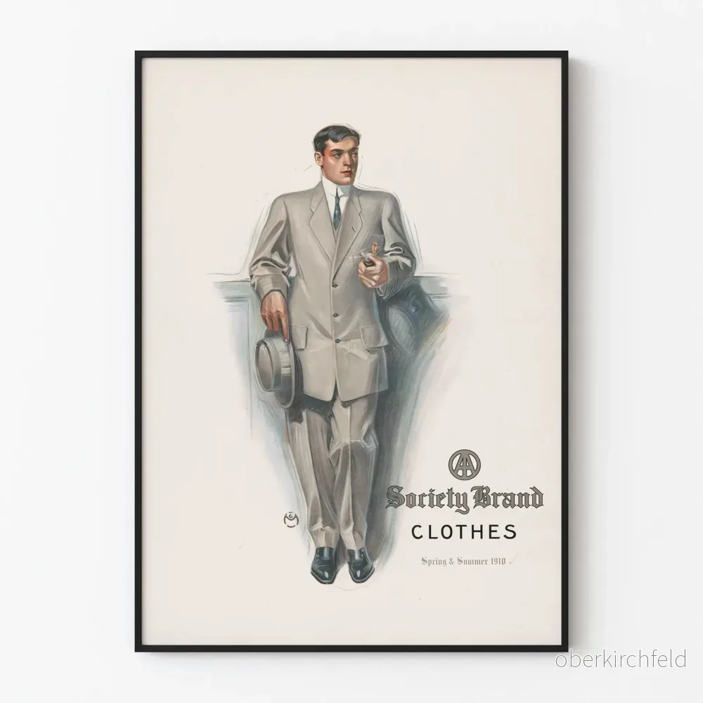 Vintageposter Society Brand Clothes 1910 man i kostym