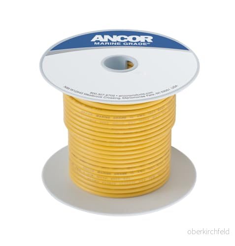 Ancor 101010 Marine Grade Electrical Primary Tinned Copper Boat Wiring (18 Gauge, Yellow, 100 Feet) 91887102109