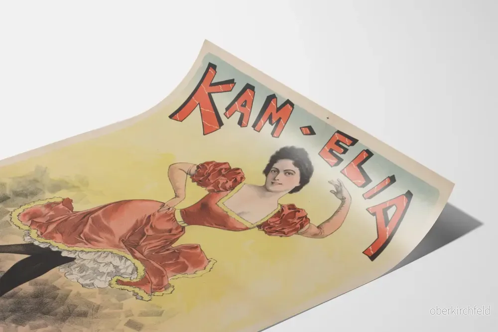 Vintageposter Kam-Elia dansös i röd klänning - Bild 3