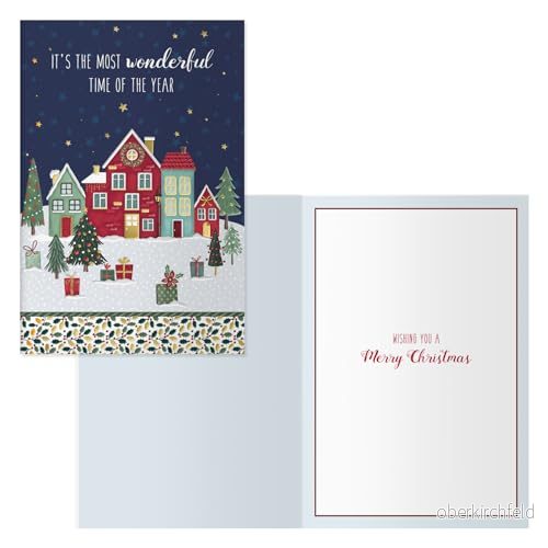 DOHE Jul gratulationskort Pack 6 enheter Storlek: 11,5x17 cm (stängd) Inkluderar kuvert för att förvara kortet Modell House 8421938700251