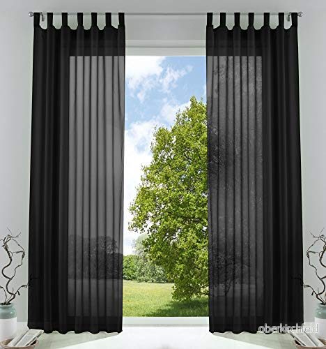 2 pack gardiner transparent gardin set vardagsrum voile med blybandkant H x B 245 140 cm svart, 6 000 CN 4041984841933