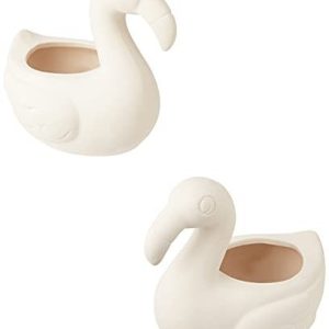 Baker Ross FE141 Flamingo keramiska blomkrukor låda med 2, målningsbar kreativ konst och hantverksprojekt för barn att tillverka, anpassa dekorera 5051174116900