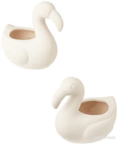Baker Ross FE141 Flamingo keramiska blomkrukor låda med 2, målningsbar kreativ konst och hantverksprojekt för barn att tillverka, anpassa dekorera 5051174116900