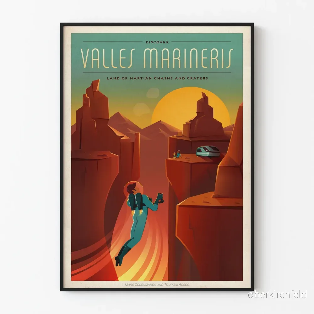 Dekorativ poster av Valles Marineris - Framtidsinspirerade marslandskap