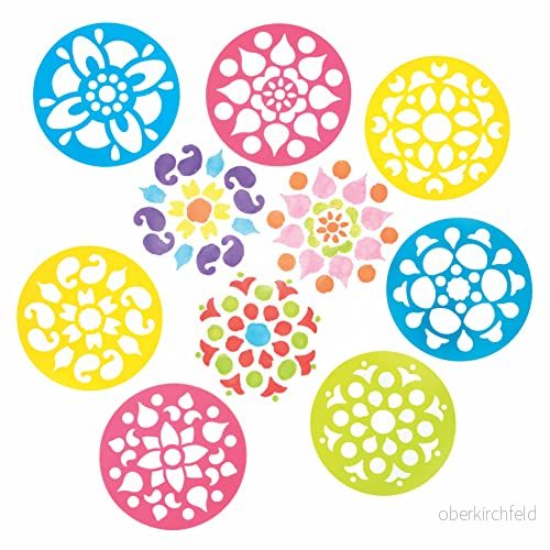 Baker Ross FE763 Rangoli schabloner paket med 8, tvättbara för barn att dekorera kort, bilder, målning och tryckprojekt 5051174122703