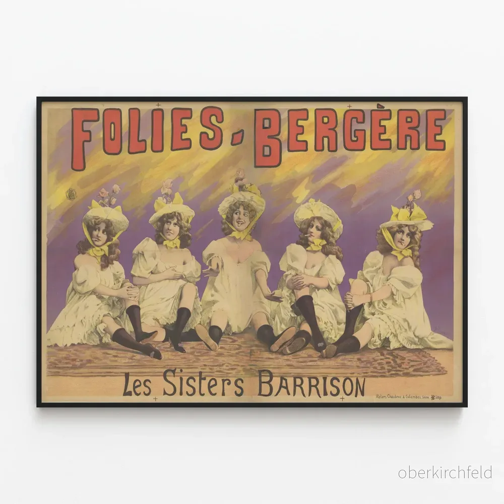 Vintageposter Folies Bergère Les Sisters Barrison - Retro väggdekoration