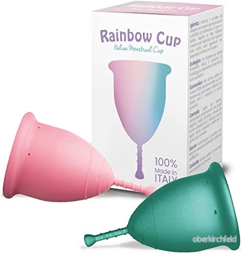 DUE Rainbowcup mestrualier av medicinsk silikon tillverkad i Italien TAGLIA 2 SOFT + Variabile 8051418001341
