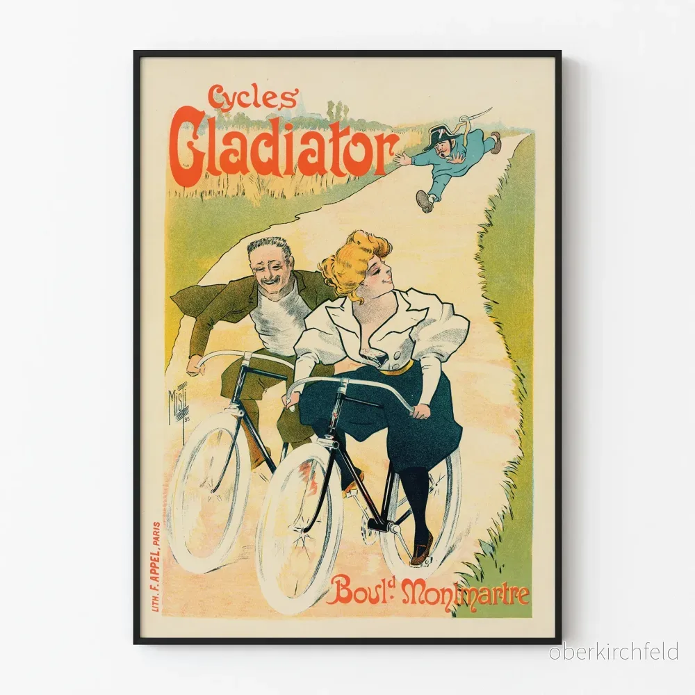 Vintageaffisch Cycles Gladiator för retro väggdekoration
