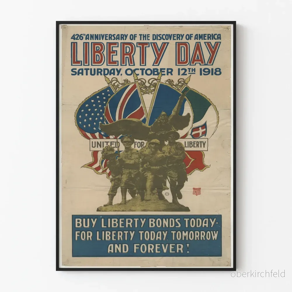 Vintage Liberty Day 1918 - Patriotisk väggdekorationsposter