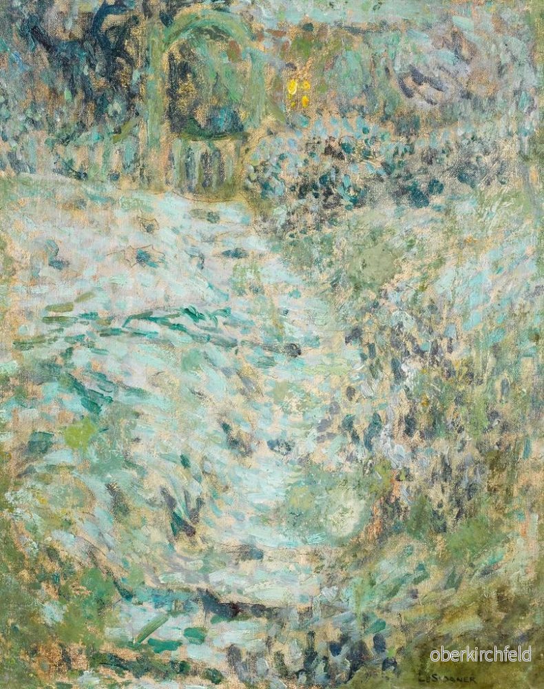 Målning Trappa i trädgården utan snö, Gerberoy - Henri le Sidaner | Konsttryck - Bild 2