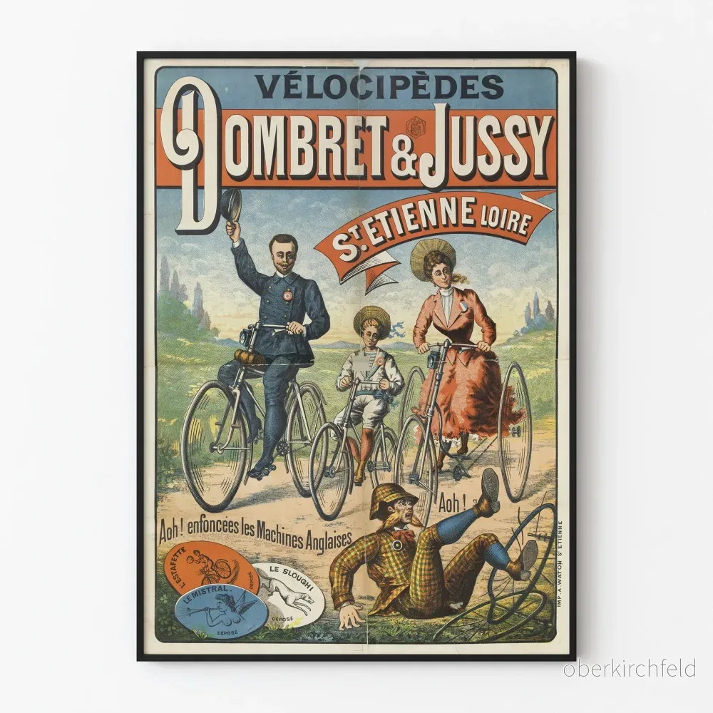 Vintageposter med cyklar Dombret & Jussy Saint-Étienne Loire