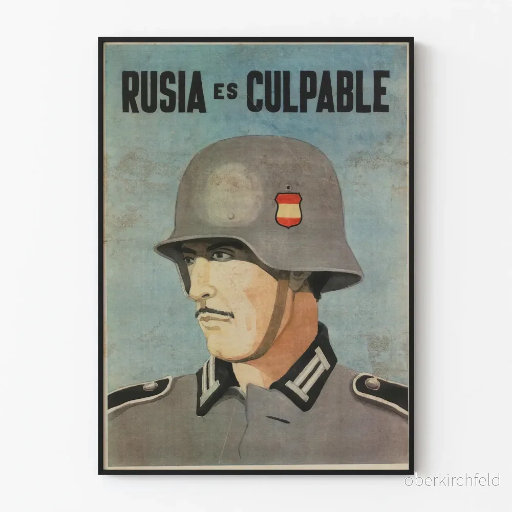 Vintageposter Krig 'Ryssland är Skyldigt' Soldat med Hjälm