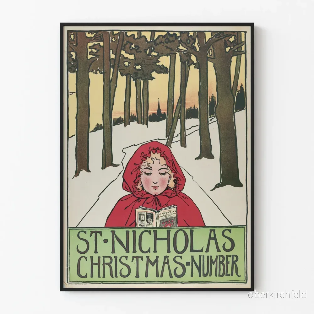 Vintageposter av St Nicholas juldekoration för vägg