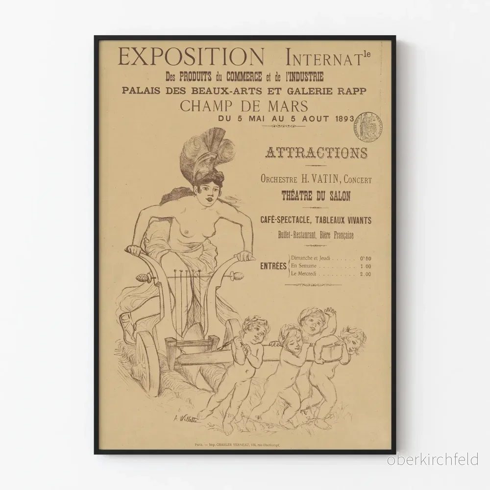 Vintageposter för den Internationella Utställningen för Handel och Industri 1893