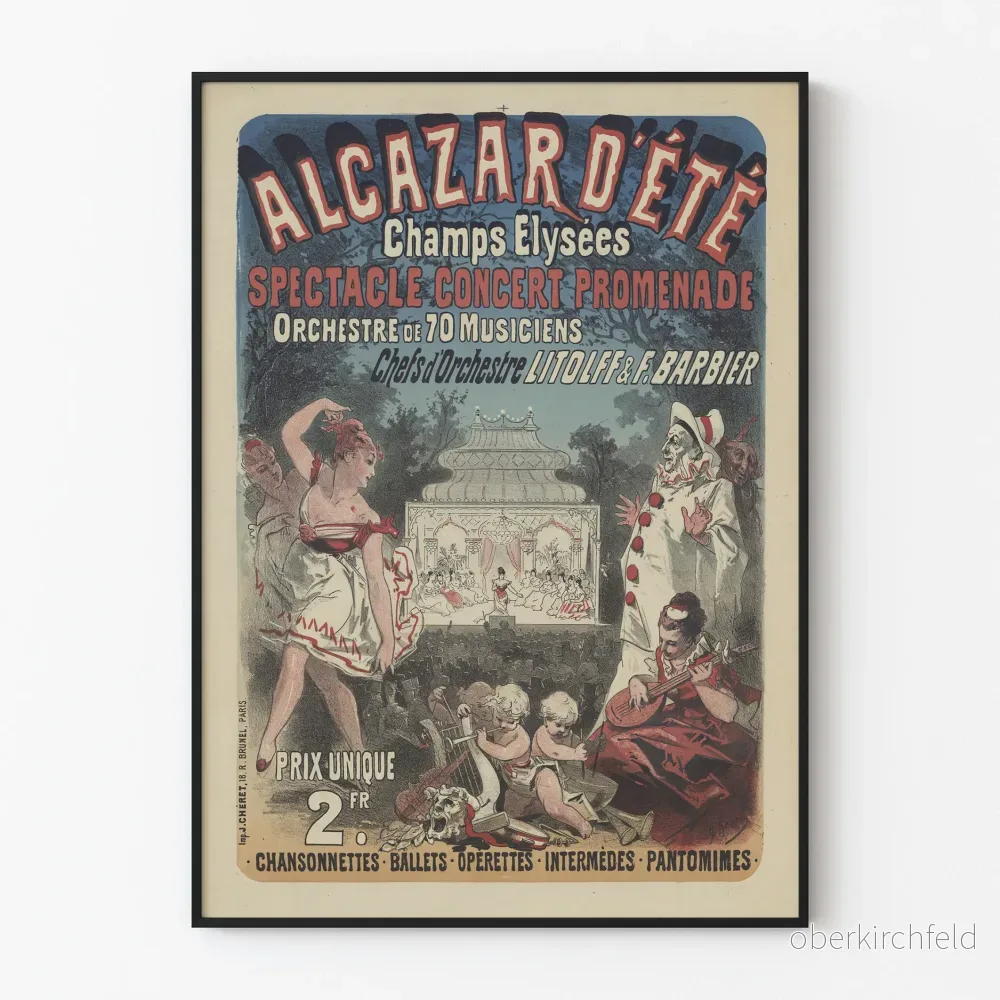 Vintageaffisch för Alcazar sommarföreställning på Champs Élysées