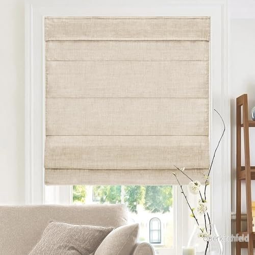 CHICOLOGY romerska nyanser för fönster, fönsterbehandlingar, nyanser, fönsterrutor, mörkläggande 95 cm B x 152 H, belgiskt lin (integritet och 817568029103