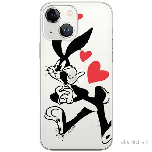 ERT GROUP mobiltelefonfodral för Iphone 13 MINI originalt och officiellt licensierat Looney Tunes mönster Bugs 002Vit optimalt anpassad till formen på mobiltelefonen, gedeeltelijk transparant 5903932881028